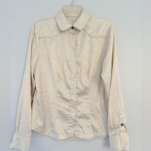 Ivory Satin Button-Down Women's Shirt